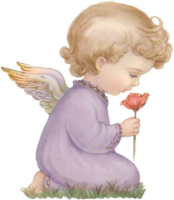 an angel with flower